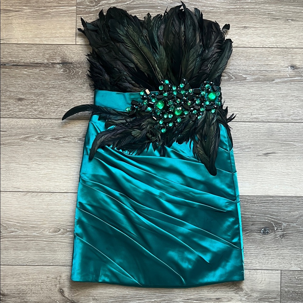 Emerald Green Feathered Satin Skirt Maggie Sottero Flirt